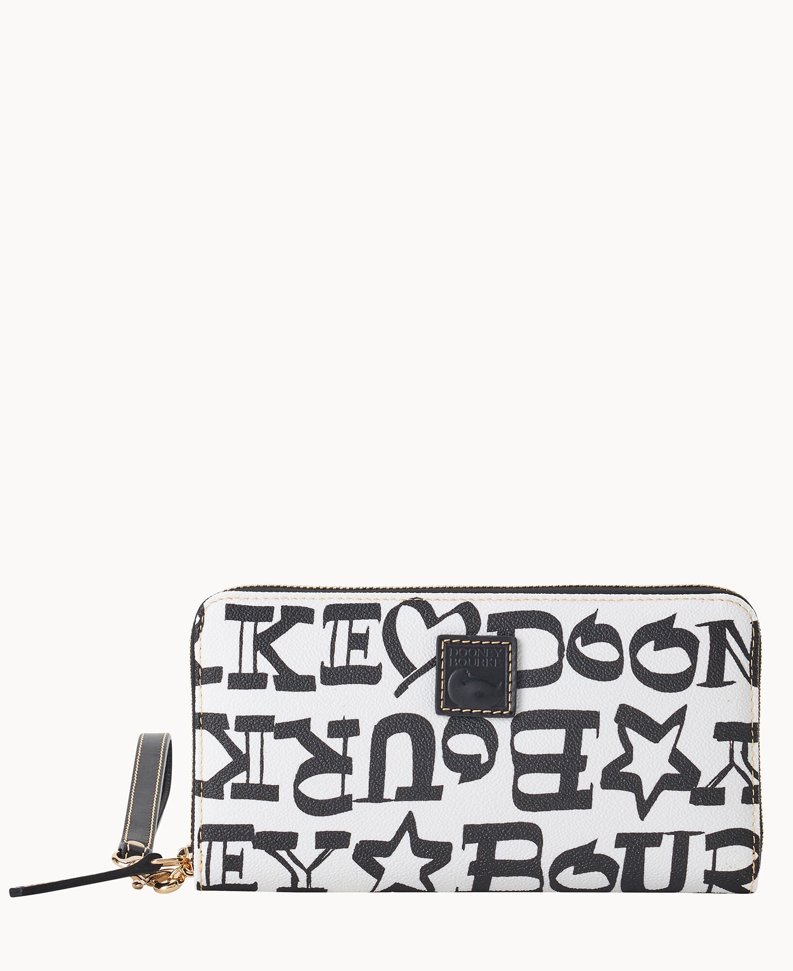 Doodle II Coated Cotton Large Zip Around Wristlet
